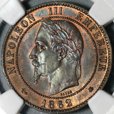 Moneda de 10 céntimos Napoleón III París 1862-A NGC MS 64 Francia POP 1/3 (20061401C) Foto 1 de 4