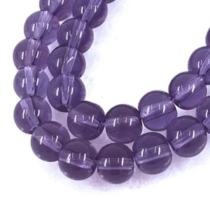 50 Transparent Glass Round / Rocaille Beads - Amethsty / Medium Purple 6mm - Picture 1 of 4