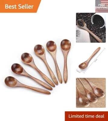 Mini cucharas de madera natural - 6 piezas perfectas para servir helados, azúcar y salsas Foto 1 de 4