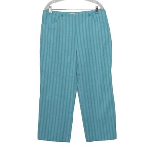 Pantalones capri Talbots Seersucker a rayas para mujer 16 turquesa elásticos - Imagen 1 de 5