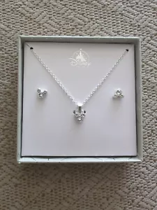Disney Minnie Mouse 14" Silber Halskette & Ohrstecker Set NEU in Box - Bild 1 von 4