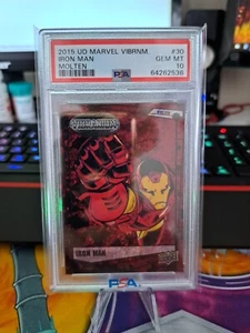 2015 Upper Deck Marvel Vibranium Iron Man Molten #197/299 PSA 10 GEM Pop 2 - Picture 1 of 2