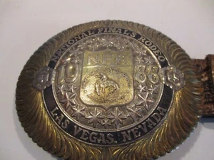 1988 National Rodeo Finals in Las Vegas Belt Buckle with Leather Belt - Picture 1 of 3