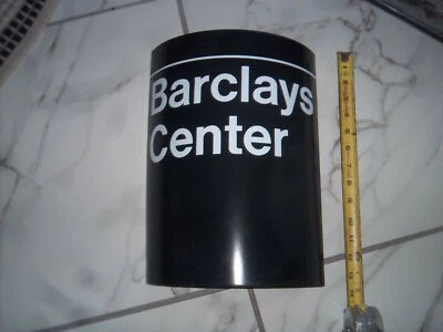 NYC SUBWAY BARCLAYS CENTER DOWNTOWN BROOKLYN NETS NY ISLANDERS ROUND PILLAR SIGN - Image 1 of 4