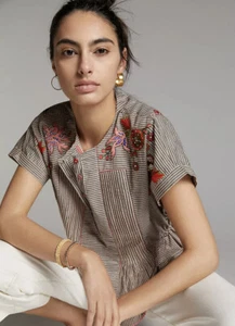 Camicetta ricamata nuova Anthropologie 5X Ajit Kumar Aretha XS B-1263 - Foto 1 di 3
