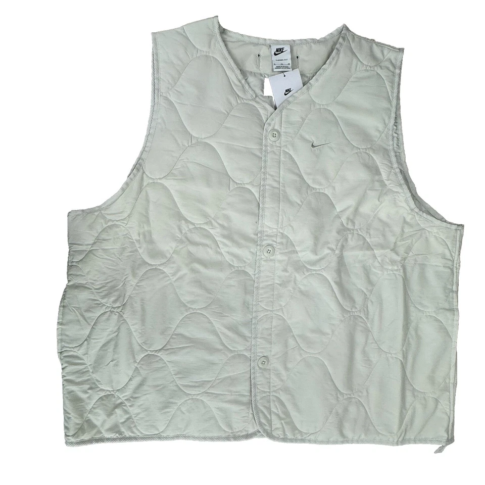 Nike Men Sz L Insulated Therma Fit Oversized Military Vest Beige DX0890-072