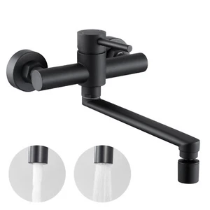 Küchenarmatur Wandmontage Küche 360° drehbar 2 Strahlarten Funktion Wasserhahn - Bild 1 von 12
