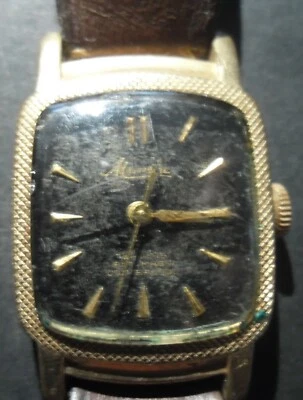 seltene Mauthe Damen-Armbanduhr, Walz-Gold Double, Lederarmband - Bild 1 von 4