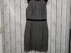 Banana Republic Dress Women's 0 Black White Tweed Straight Sheath Dark Academia - Picture 1 of 12