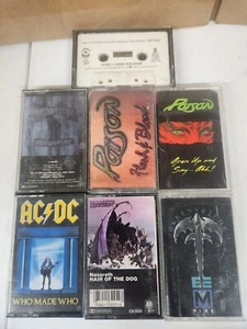 Lot 7 70s 80s Rock Cassette Tapes Poison Bon Jovi ACDC Queensryche Nazareth - Picture 1 of 2