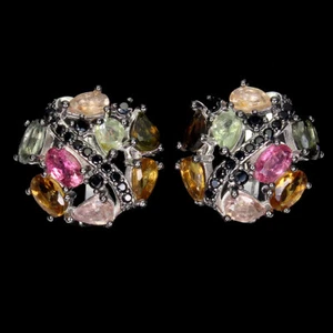 925 Sterling Silver Earrings Pear Tourmaline 5x3mm Spinel Gemstone Jewelry - Picture 1 of 11