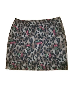 Fragile By XOXO Leopard Cherry Print Mini Skirt M Rockabilly Pinup 90s Vintage - Picture 1 of 3