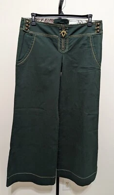 Pantalón boho vintage de pierna ancha verde para mujer Roberto Just Cavalli IT48/US12 Foto 1 de 4