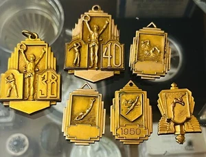 6 x GF Oro 14k Lleno Vintage Medalla 46 gramos 1938,40,48,50 Antigua $110+ En Oro - Imagen 1 de 5