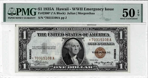 1935A $1 Hawaii Silver Certificate*STAR*note--fr.2300*--WWII Issue-PMG AU 50 EPQ - Picture 1 of 6