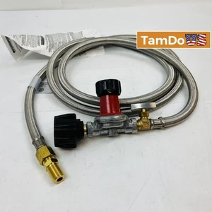 Stainless Steel Braided Propane Hose & Regulator Kit - BBQ, Heater, Fire Pit - Picture 1 of 4