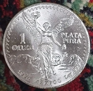 Moneta messicana vintage 1984 1 oz 999 argento fine Messico Libertad 1 Onza Plata Pura - Foto 1 di 4