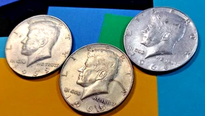 3 medios dólares Kennedy 40 % de plata - ¡Bien circulados y listos para 4 ustedes! - Imagen 1 de 8