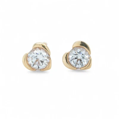 Pandora Talisman Heart 14k Yellow Gold Lab Grown Diamond Stud Earrings 0.30ct - Image 1 of 4