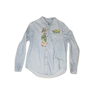 Disney Pixar Toy Story Chambray Button-Up Shirt Embroidered BoxLunch Size XS - Picture 1 of 10