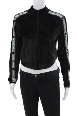 Женский укороченный бархатный свитер на молнии с карманами для церемонии открытия черный размер XS - Изображение 1 из 4