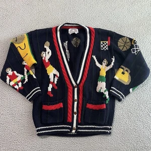 Vintage Traditional Trading Co Damen S Strickjacke Pullover Basketball handgestrickt - Bild 1 von 10