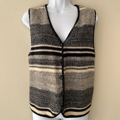 The Limited Sweater Vest Sz Medium Vintage 90s Knit Cottagecore Academia Stripe - Image 1 of 4