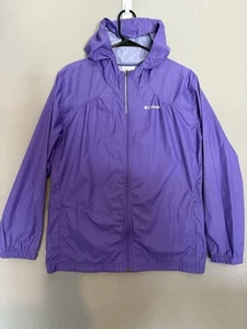 Columbia Chaqueta Abrigo de Lluvia Cremallera Completa Niñas Extra Grande Púrpura Nylon Exterior Sudadera con Capucha - Imagen 1 de 10
