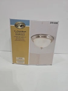 Hampton Bay 11" Flush Mount Brushed Nickel Light White Dome Glass Shade Fixture - Picture 1 of 6