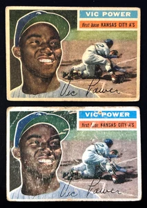 Vintage 1956 Topps #67 VIC POWER x2 Kansas City Athletics niedrige Qualität - Bild 1 von 2