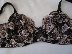 FELINA (36DD) TRANSPARENTER BÜGEL-BH MIT BESTICKTEM BLUMENMUSTER. RN72248 SCHWARZ/WEISS - Bild 1 von 10