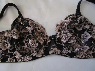 SUJETADOR CON AROS FLORALES BORDADOS TRANSPARENTES FELINA (36DD). RN72248 NEGRO/BLANCO Foto 1 de 4