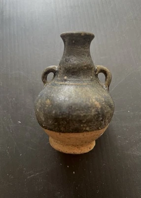 Antiguo contenedor de gres de cerámica esmaltada marrón Sawankhalok/mercurio Foto 1 de 4