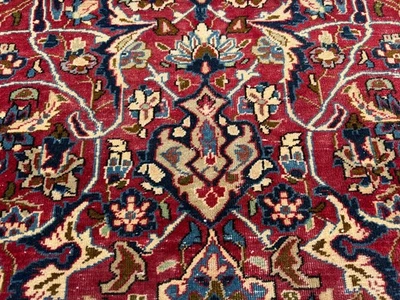 8x11 RED ANTIQUE RUG VINTAGE HANDWOVEN BLUE traditional handmade oriental 7x11 - Image 1 of 4