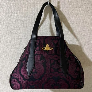 Vivienne Westwood Yasmin Hand Bag Black × Purple Leather Gold Orb Used - Picture 1 of 14