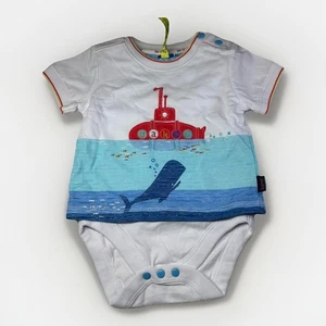 New Ted Baker Baby Boys Romper Textured Gift Summer Newborn 0-3 Mo Whale Ocean - Picture 1 of 11