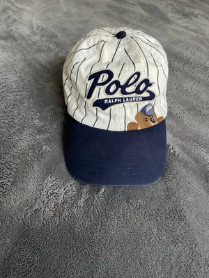 Бейсболка Polo Ralph Lauren в тонкую полоску Bear 67 кепка темно-синяя белая регулируемая редкая - Изображение 1 из 4