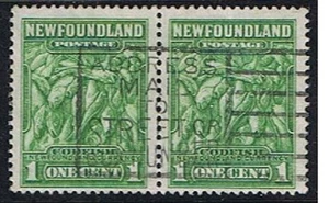 Stamps Newfoundland Canada #183 1 Cent Green Codfish Pair - Picture 1 of 2