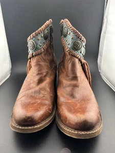 Stivali western da cowboy da donna CORRAL marroni in pelle turchese con frange taglia: 8,5 M - Foto 1 di 9