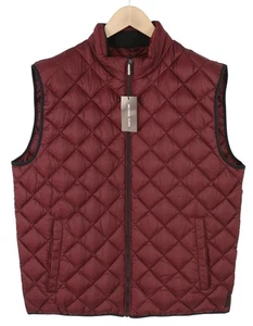 MICHAEL KORS Men Waistcoat XL Burgundy Quilted Insulated Full Zip Vest RRP199 * - Picture 1 of 12