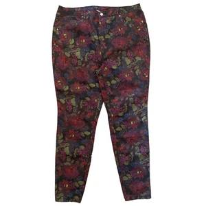 Massey's Womens 18W Floral Print Stretch Denim Jeans Pants Dark Floral - Picture 1 of 9