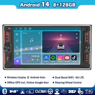 Qualcomm 128GB Android 14 DAB+Autoradio GPS Toyota RAV4 Prado Hilux Vios Corolla - Bild 1 von 4