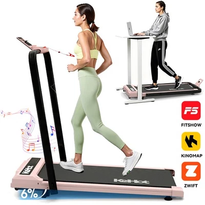 KEHOT Klappbares Laufbänder für Zuhause bis 6% Steigung mit Armlehne Ständer,1-12km/h
