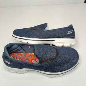 Skechers Go Walk 3 Goga Plus Slip On Loafer Womens Size 8 US Blue Lightweight - Picture 1 of 12