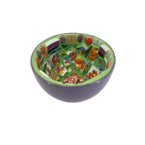 Tazón de baratija de mosaico redondo púrpura verde decorativo divertido retro - Imagen 1 de 8