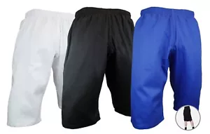NEW Karate Taekwondo SHORTS SHORTCUT PANTS Martial Arts Uniform White/Black/Blue - Picture 1 of 5