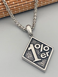 Edelstahl Anhänger 1%er one percenter Biker Outlaw Set mit Halskette - Bild 1 von 11
