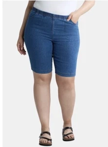 Just My Size Med. Stone Wash 4 Pocket Pull On Bermuda Shorts Size 2X NWT - Picture 1 of 6