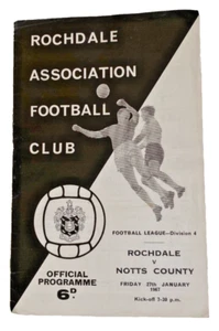 Programa de fútbol americano del condado de Rochdale v Notts 24/1/67 - Imagen 1 de 7
