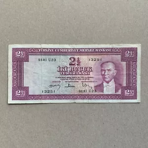 Mustafa Kemal Ataturk Banknote TURKISH L1930 2 1/5 LIRA Currency. Memorabilia - Picture 1 of 3